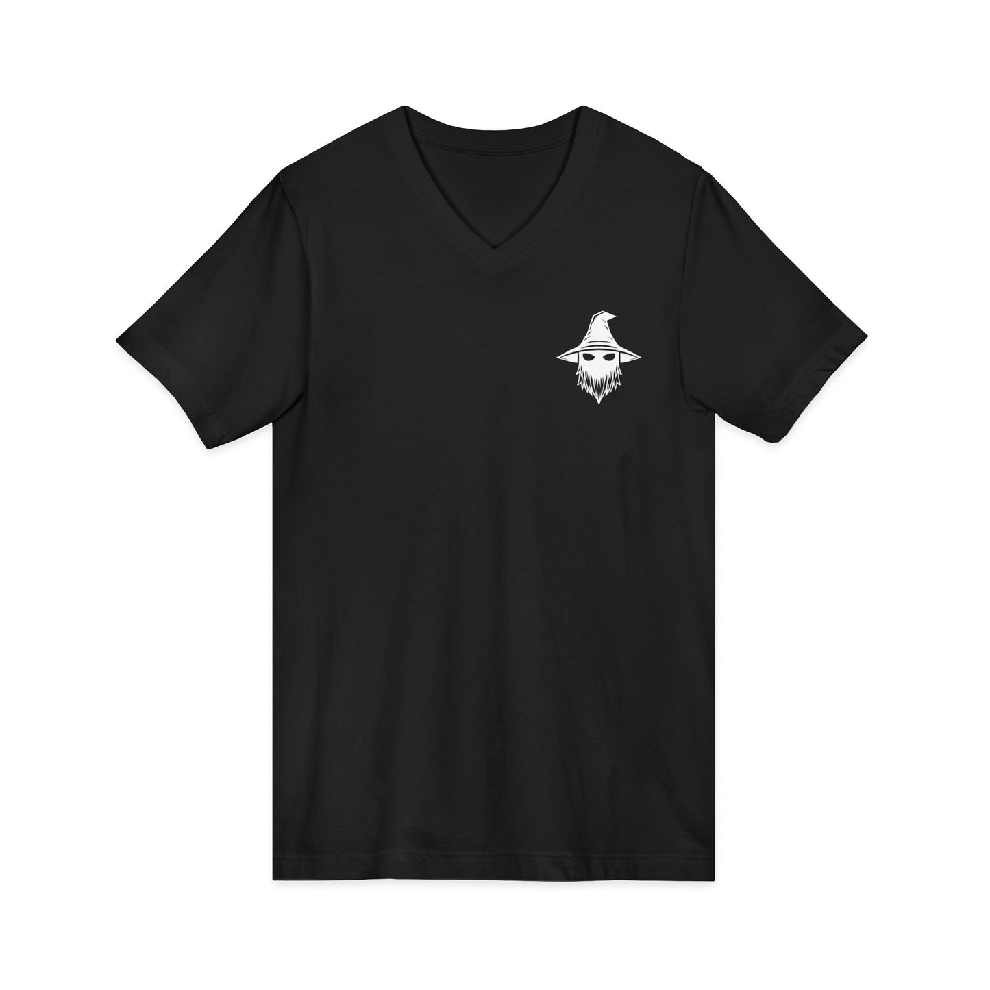 Wizards With Attitude V-Neck Gothic Wizard Skull Text Logo Tee