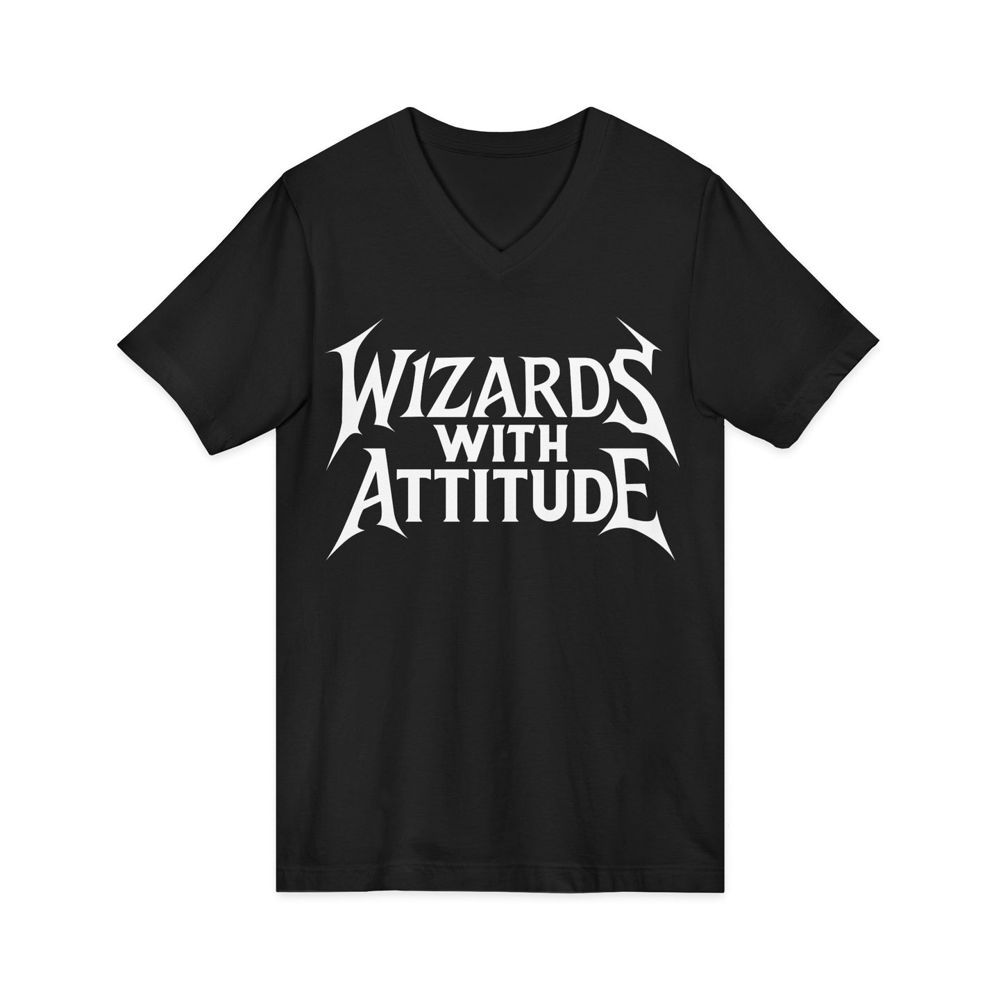 Wizards With Attitude V-Neck Magic Text Logo Tee
