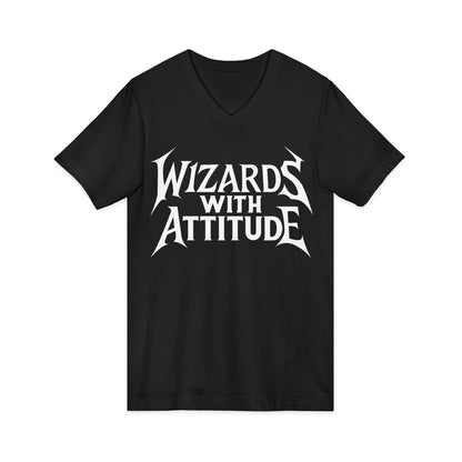 Wizards With Attitude V-Neck Magic Text Logo Tee